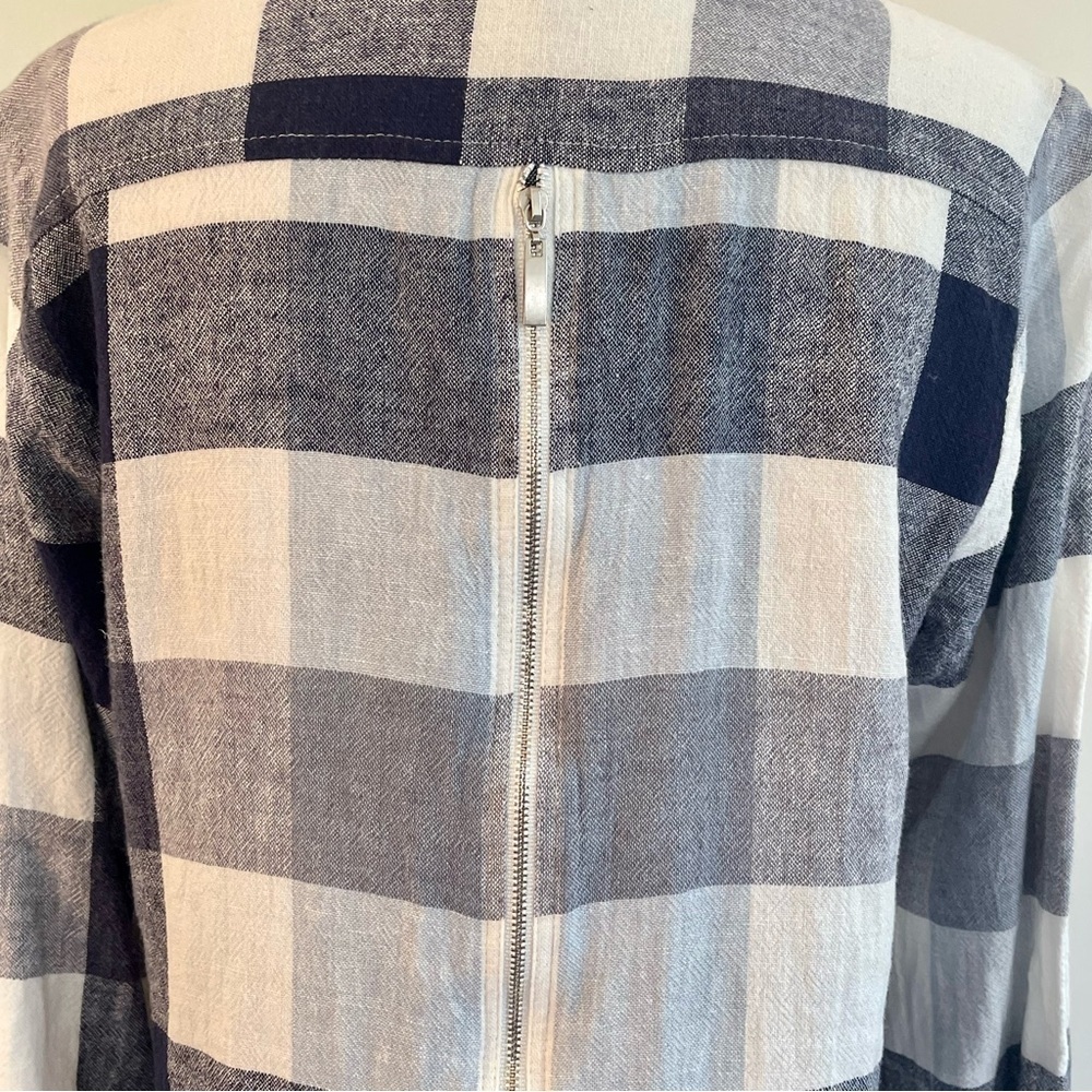 Soft Surroundings Classic Plaid Button-Up Shirt with Zipper Detail Size M - Picture 6 of 10